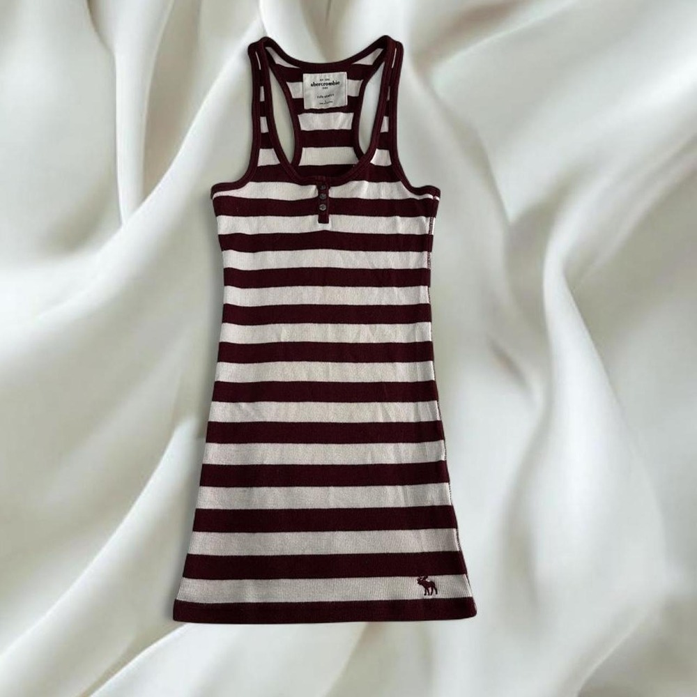 Abercrombie and Fitch burgundy stripped henley babydoll‎ cami tank y2k vintage